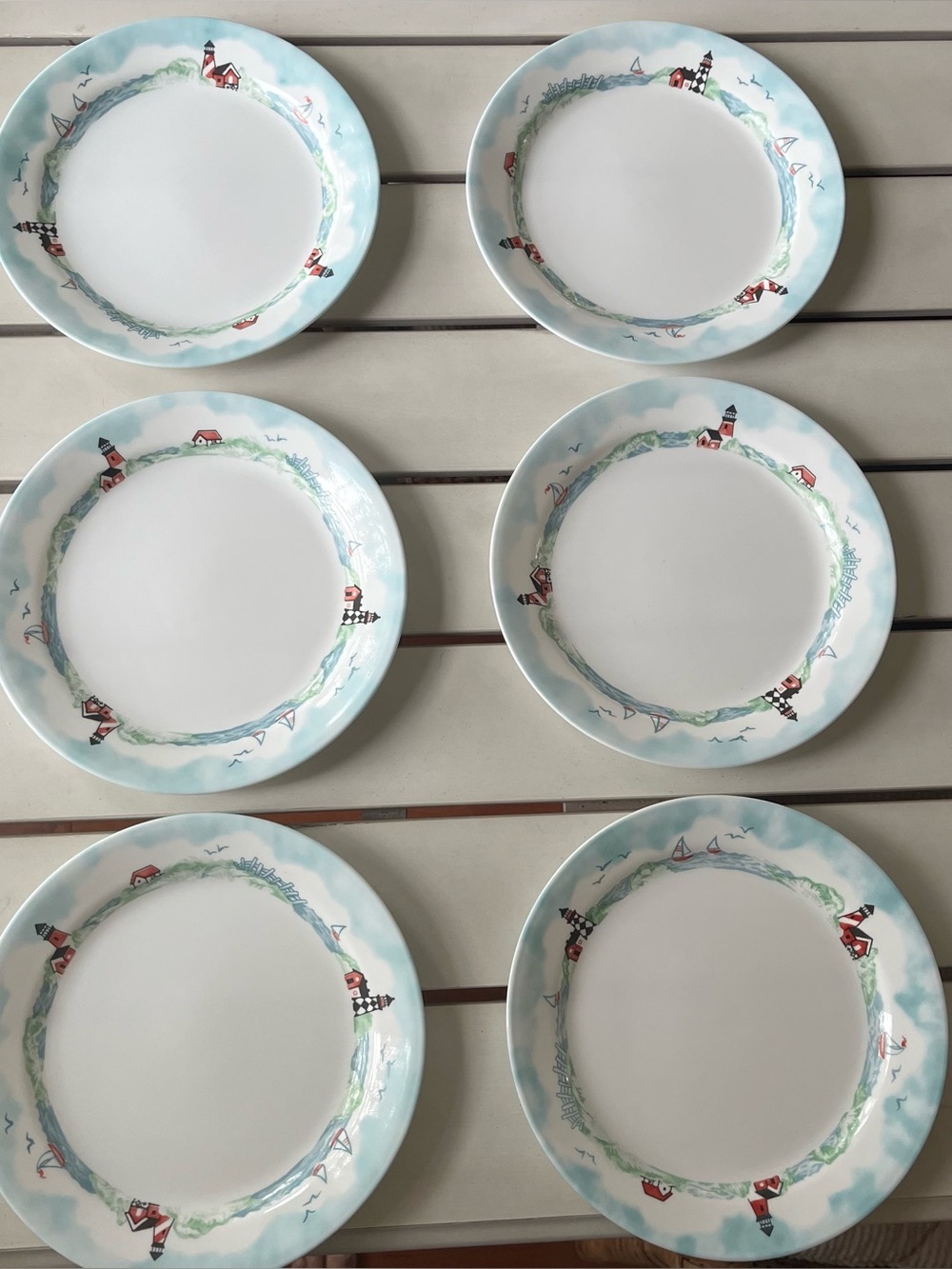 Corelle set of 6 Outer Banks Lighthouses 9 inch